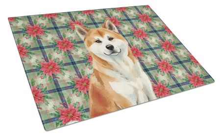 Red Akita Christmas PoinsettIas Glass Cutting Board Decorative Tempered Glass Kitchen Cutting and Serving Board Large Size Chopping Board