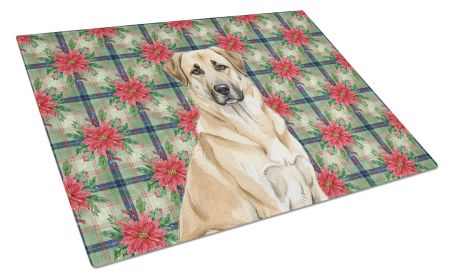 Anatolian Shepherd Dog Christmas PoinsettIas Glass Cutting Board Decorative Tempered Glass Kitchen Cutting and Serving Board Large Size Chopping