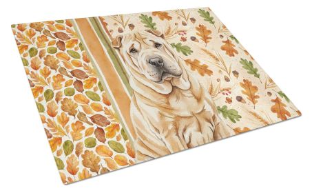 Red Shar Pei Heirloom Fall Glass Cutting Board Decorative Tempered Glass Kitchen Cutting and Serving Board Large Size Chopping Board