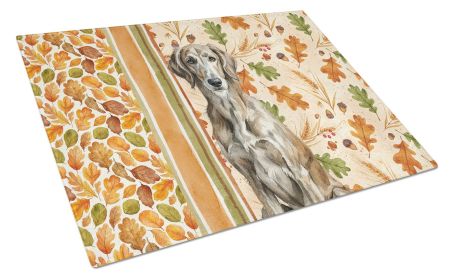Brindle Scottish Deerhound Heirloom Fall Glass Cutting Board Decorative Tempered Glass Kitchen Cutting and Serving Board Large Size Chopping Boar