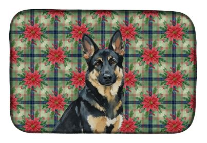 Black and Tan German Shepherd Christmas PoinsettIas Dish Drying Mat Absorbent Dish Drying Mat Pad for Kitchen Counter Dish Drainer Mat for Counte