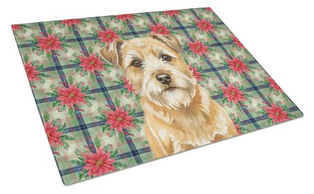 Wheaten Border Terrier Christmas PoinsettIas Glass Cutting Board Decorative Tempered Glass Kitchen Cutting and Serving Board Large Size Chopping