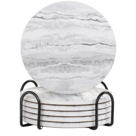 Ceramic Drink Coasters 6 PCS With Holder, Absorbent Marble Style Coaster Set For Coffee Table, Wooden Table, Cups And Home Decor (Option: MULTI)