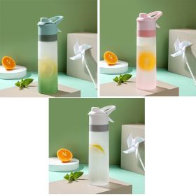 Spray Water Bottle For Girls Outdoor Sport Fitness Water Cup Large Capacity Spray Bottle Drinkware Travel Bottles Kitchen Gadgets (Color: Green and Pink and White)