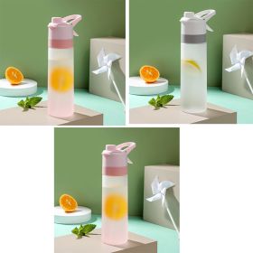 Spray Water Bottle For Girls Outdoor Sport Fitness Water Cup Large Capacity Spray Bottle Drinkware Travel Bottles Kitchen Gadgets (Color: Pink and Pink and White)